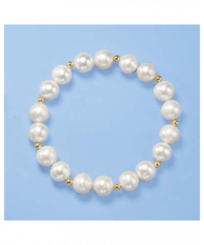 9-10mm Cultured Pearl Stretch Bracelet With 14kt Yellow Gold 8.0 Inches $45.24 Bracelets