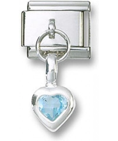 Italian Charm 925 Sterling Silver Birthstone Heart Dangle CZ March New $10.25 Bracelets