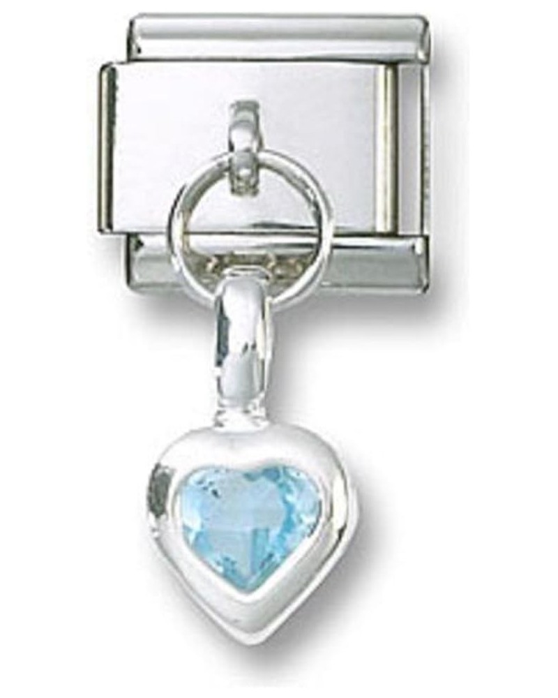 Italian Charm 925 Sterling Silver Birthstone Heart Dangle CZ March New $10.25 Bracelets