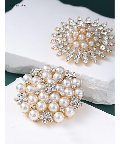 9 Pack Gold Crystal Rhinestone Flower Brooch Pin Set for DIY Wedding Party Bouquets Embellishment Crafts Decor gold $12.87 Br...