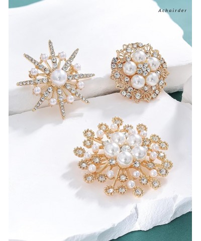 9 Pack Gold Crystal Rhinestone Flower Brooch Pin Set for DIY Wedding Party Bouquets Embellishment Crafts Decor gold $12.87 Br...