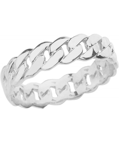 .925 Sterling Silver 5mm Wide Cuban Link Chain Band Celtic Fashion or Wedding Ring - Size 10 $20.64 Rings