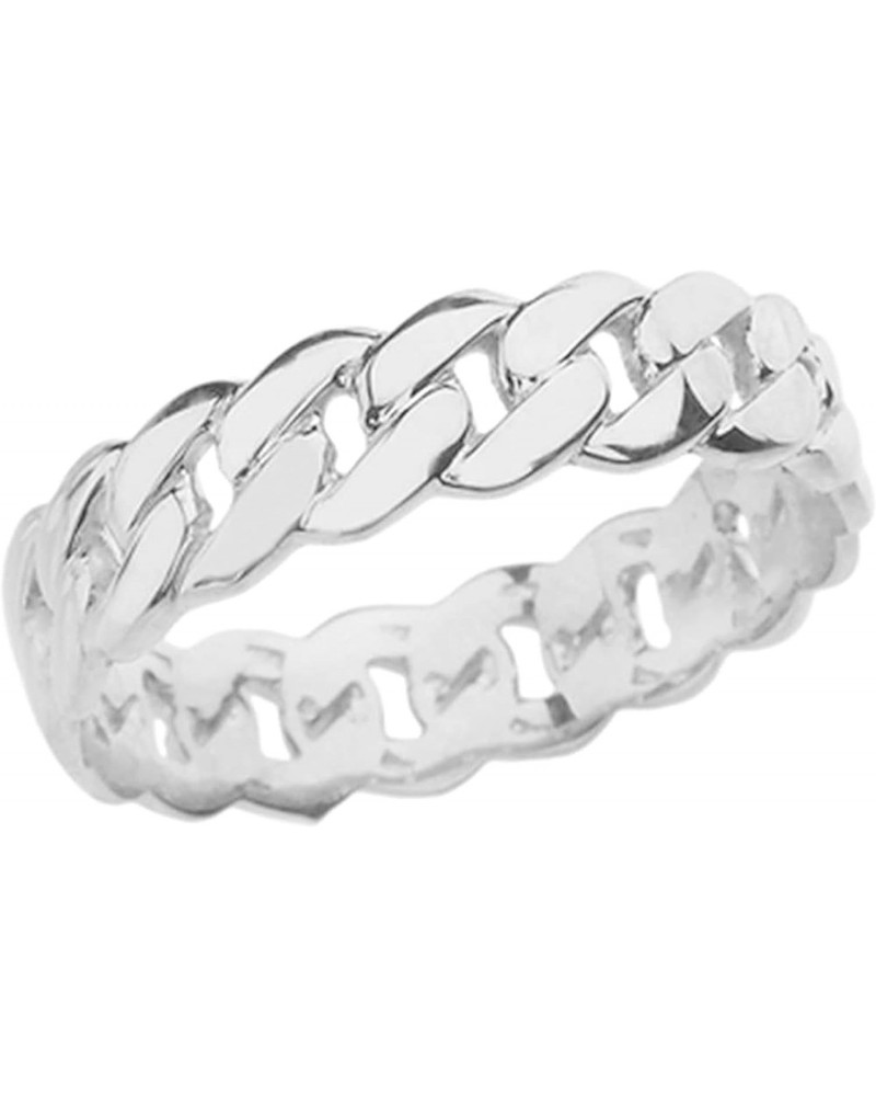 .925 Sterling Silver 5mm Wide Cuban Link Chain Band Celtic Fashion or Wedding Ring - Size 10 $20.64 Rings