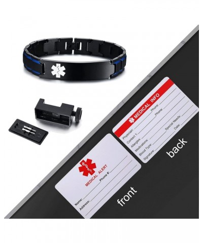 Free Custom Engraving-Unisex 2 Tone Brushed Stainless Steel Emergency Medical Alert ID Adjustable Bracelet Wristband Style 1-...