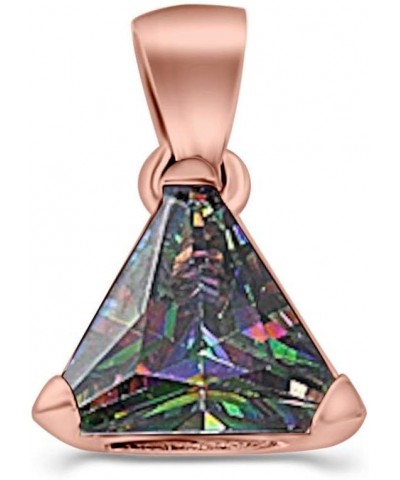 Triangle Cut Charm Pendant Simulated Cubic Zirconia 925 Sterling Silver (11mm) Rose Tone, Simulated Rainbow CZ $9.68 Pendants