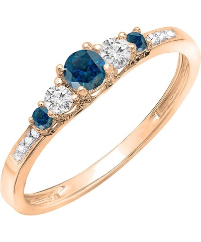 0.35 Carat (ctw) Round Blue and White Diamond Five Stone Engagement Ring for Women in Gold 8.5 10k: Metal Stamp Rose Gold $13...