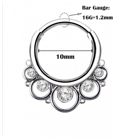 16G Flower Septum Clicker Hinged Segment Ring Cartilage Hoops Helix Piercing Jewelry Daith Earrings Conch Rings Stainless Ste...