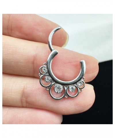 16G Flower Septum Clicker Hinged Segment Ring Cartilage Hoops Helix Piercing Jewelry Daith Earrings Conch Rings Stainless Ste...