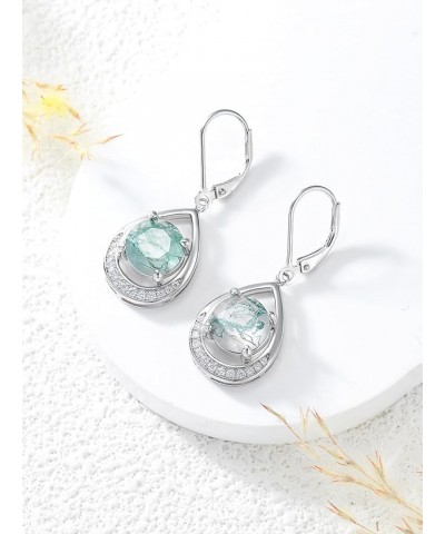 925 Sterling Silver Natural Moss Agate Dangle Drop Earrings For Women Girls Birthday Christmas Green Gems Engagement Wedding ...