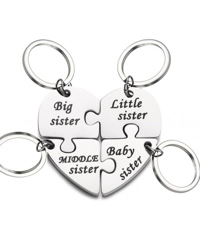 BFF Necklace for 2/3/4/5/6 Stainless Steel Family Friendship Puzzle Sister Necklace Set 4 Sister Keychain Silver $9.87 Necklaces