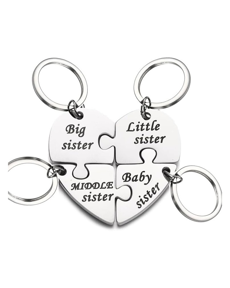 BFF Necklace for 2/3/4/5/6 Stainless Steel Family Friendship Puzzle Sister Necklace Set 4 Sister Keychain Silver $9.87 Necklaces