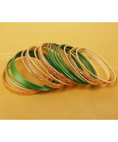 Colorful 2 Dozen Bangle Collection Indian Bollywood Alloy Designer Jewelry Special Large Size Bangle Bracelets Set of 24 In G...