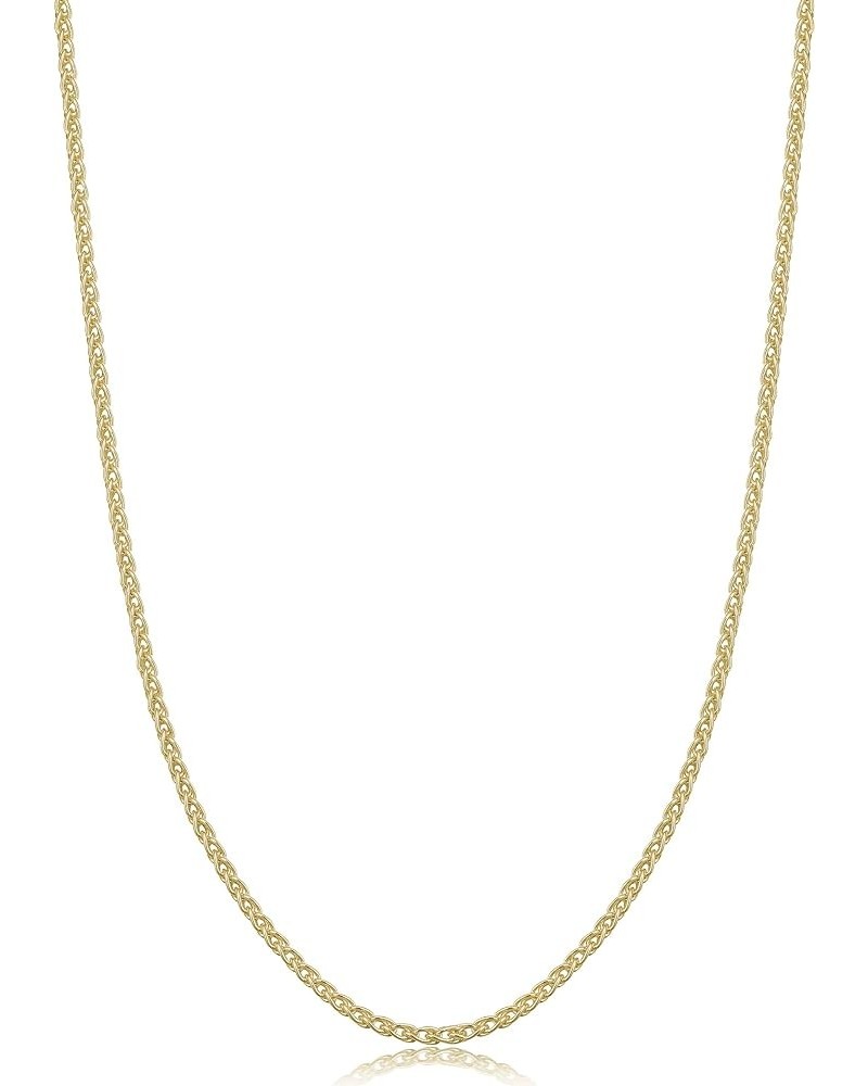 Yellow Gold Plated Sterling Silver Round Wheat Chain Necklace (1.5 mm) 14.0 Inches 1.5 mm wide $14.24 Necklaces