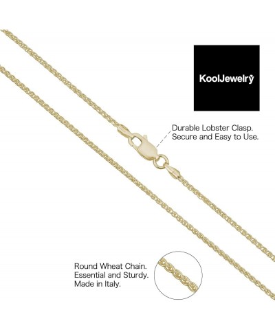 Yellow Gold Plated Sterling Silver Round Wheat Chain Necklace (1.5 mm) 14.0 Inches 1.5 mm wide $14.24 Necklaces