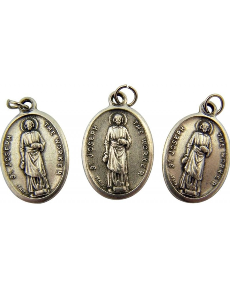 Silver Toned Base Saint Joseph The Worker Pray for Us Medal, Lot of 3, 1 Inch $11.69 Pendants