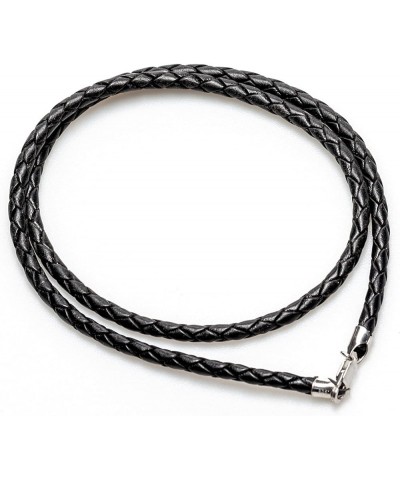 Leather Braided Cord Necklace with Rhodium-Plated 925 Sterling Silver Clasp Made in USA 4mm 18 Inches Black $11.47 Others