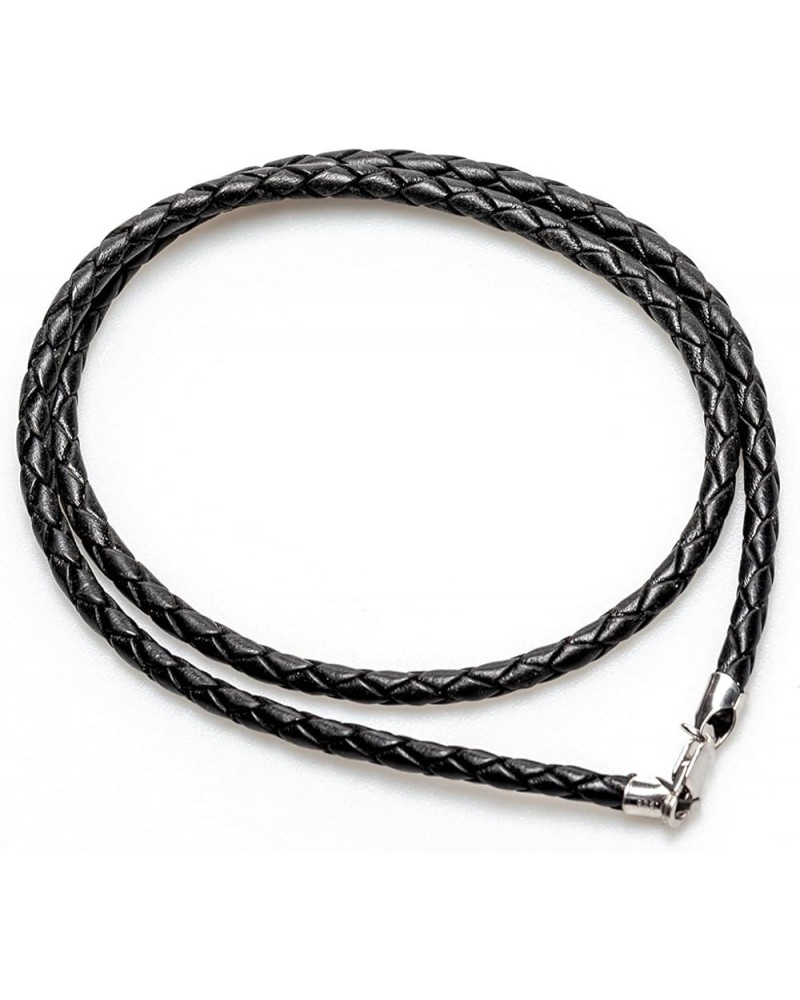 Leather Braided Cord Necklace with Rhodium-Plated 925 Sterling Silver Clasp Made in USA 4mm 18 Inches Black $11.47 Others