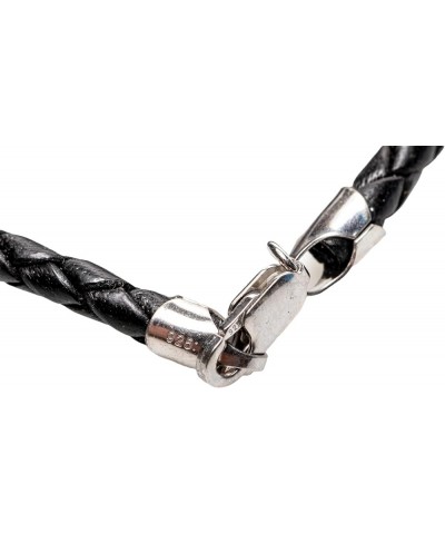 Leather Braided Cord Necklace with Rhodium-Plated 925 Sterling Silver Clasp Made in USA 4mm 18 Inches Black $11.47 Others