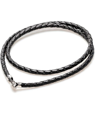 Leather Braided Cord Necklace with Rhodium-Plated 925 Sterling Silver Clasp Made in USA 4mm 18 Inches Black $11.47 Others