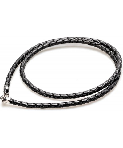 Leather Braided Cord Necklace with Rhodium-Plated 925 Sterling Silver Clasp Made in USA 4mm 18 Inches Black $11.47 Others