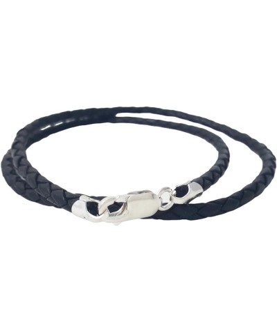 Leather Braided Cord Necklace with Rhodium-Plated 925 Sterling Silver Clasp Made in USA 4mm 18 Inches Black $11.47 Others