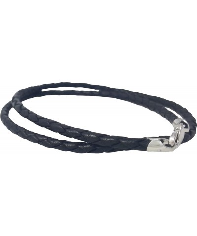 Leather Braided Cord Necklace with Rhodium-Plated 925 Sterling Silver Clasp Made in USA 4mm 18 Inches Black $11.47 Others