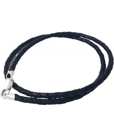 Leather Braided Cord Necklace with Rhodium-Plated 925 Sterling Silver Clasp Made in USA 4mm 18 Inches Black $11.47 Others