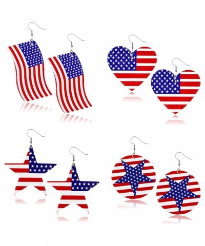 American Flag Earrings for Women 4th of July Earrings Patriotic Star Drop Dangle Earrings for Girls Independence Day Gift Pac...