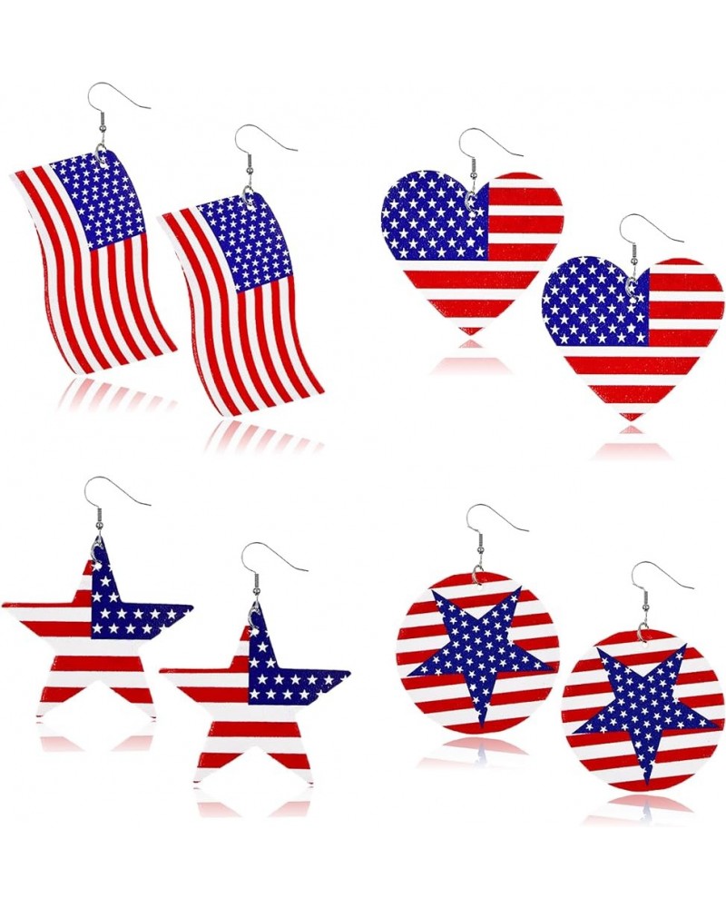 American Flag Earrings for Women 4th of July Earrings Patriotic Star Drop Dangle Earrings for Girls Independence Day Gift Pac...