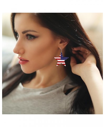 American Flag Earrings for Women 4th of July Earrings Patriotic Star Drop Dangle Earrings for Girls Independence Day Gift Pac...