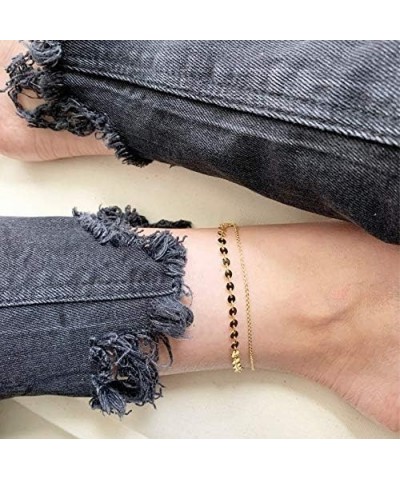 Anklet for Women, 14K Gold Plated Simple Summer Beach Boho Foot Chain Jewelry Coin Layered $11.09 Anklets