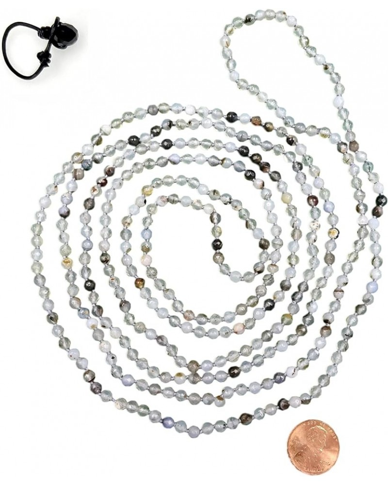 Petite Natural Agate Stone Beaded Hand Knotted Light Weight Endless Infinity Long Or Multi-Layer Necklace, 70-Inch Long Appro...