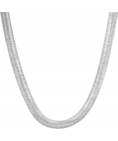 5mm Flexible Herringbone Chain Necklace 24k Real Gold Plated 30 inches White Gold $35.98 Necklaces