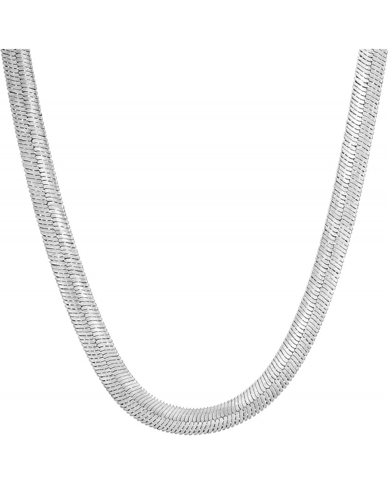 5mm Flexible Herringbone Chain Necklace 24k Real Gold Plated 30 inches White Gold $35.98 Necklaces