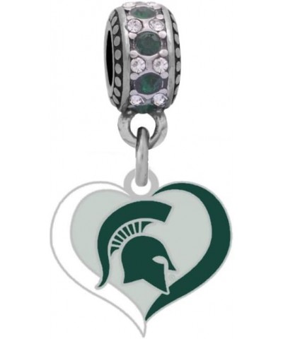 Michigan State Swirl Heart Charm Fits Compatible With Pandora Style Bracelets $13.11 Bracelets