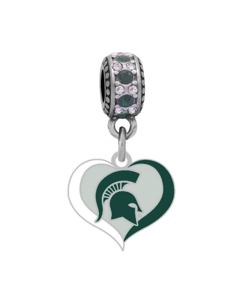 Michigan State Swirl Heart Charm Fits Compatible With Pandora Style Bracelets $13.11 Bracelets