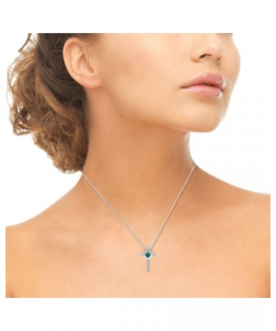 Sterling Silver Heart in Cross Pendant Necklace Made with European Crystals December - Blue $17.39 Necklaces