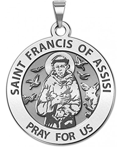 St Francis of Assisi Miraculous Medal - Sterling Silver Religious Pendant - Patron Saint - Beautifully Crafted Jewelry by Pic...