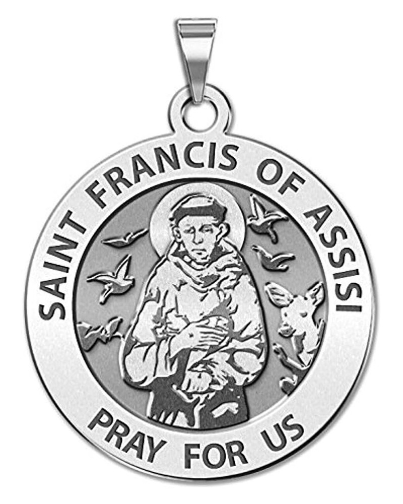 St Francis of Assisi Miraculous Medal - Sterling Silver Religious Pendant - Patron Saint - Beautifully Crafted Jewelry by Pic...