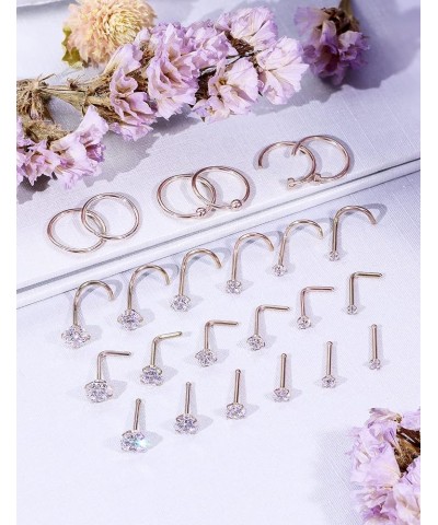 18G 20G 22G Nose Rings Hoops for Women 316L Stainless Surgical Steel L Shape Nose Studs Screw Bone Nose Rings Piercing Diamon...