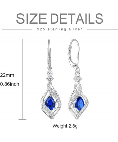 Women Earrings,925 Sterling Silver 5A Cubic Zirconia Twist Dangle Drop Earrings with Birthstone for Her 03-Sapphire color $45...