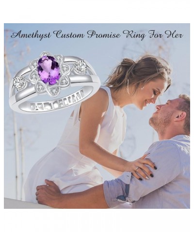 Mother's Day 1Ct Genuien Gemstone Promise Ring with Custom Name 925 Sterling Silver Oval Cut Gemstone Birthstone Band Ring fo...