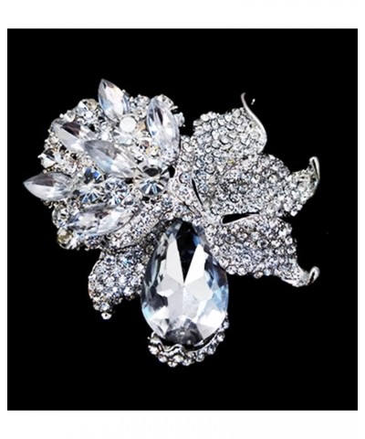 Fashion Women Elegant Snowflake Flower Bridal Brooch Sparkle Full Crystals Winter Corsage Pin for Christmas Party Birthday Gi...